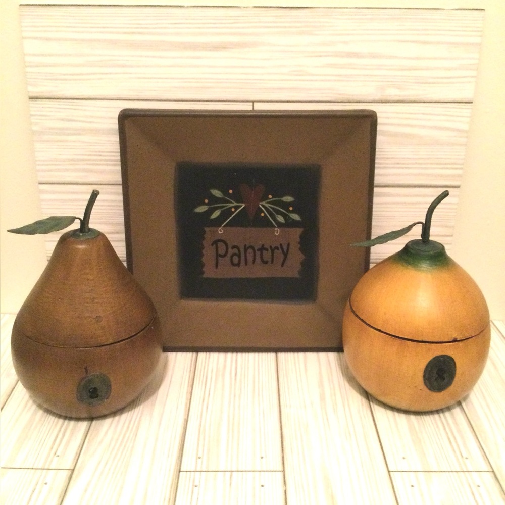 Brown and Green Vintage style Tea Holders /Pantry Decor Bundle